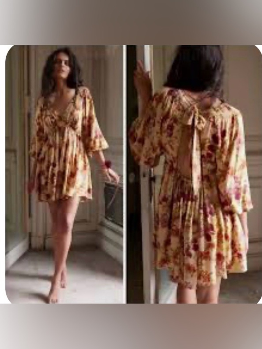 Free People Beck Floral Babydoll Tunic Top Boho Cottagecore XS